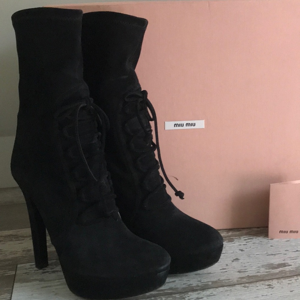 Miu Miu Black suede boots